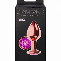 Анальная пробка розовая с фиолетовым кристаллом Diamond Amethyst Shine L