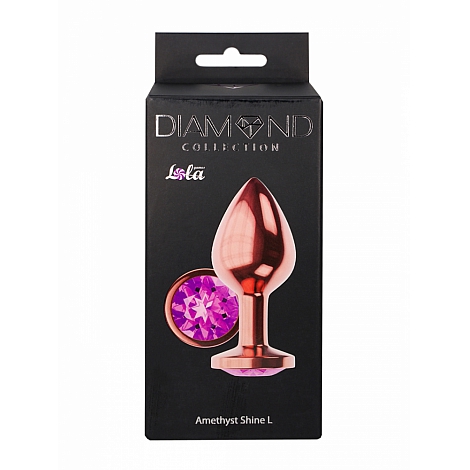 Анальная пробка розовая с фиолетовым кристаллом Diamond Amethyst Shine L