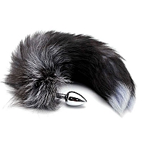 Анальная втулка Alive Black And White Fox Tail, S