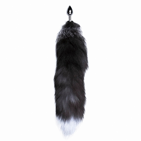 Анальная втулка Alive Black And White Fox Tail, S