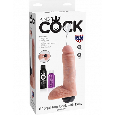 Фаллоимитатор с эффектом семяизвержения King Cock 8" Squirting Cock Balls