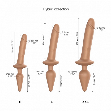 Фаллоимитатор Strap-On-Me Realistischer Dildo Switch Plug-In Caramel, S