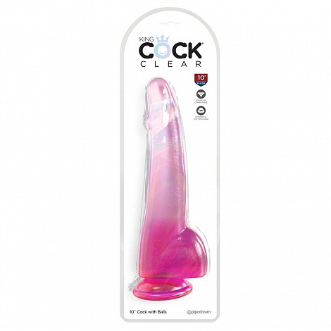 Фаллоимитатор розовый King Cock Clear 8"