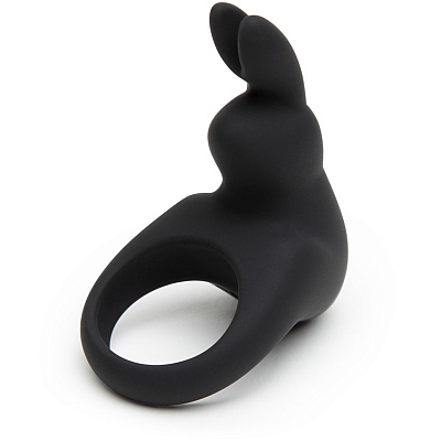 Эрекционное кольцо с вибрацией черное Happy Rabbit