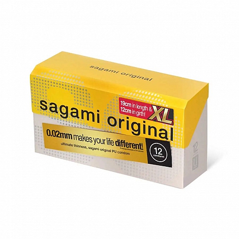 Презервативы Sagami Original 002 Extra Large полиуретановые, увеличенного размера 12 шт.