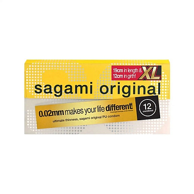 Презервативы Sagami Original 002 Extra Large полиуретановые, увеличенного размера 12 шт.